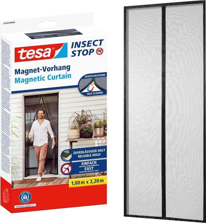 Actual product image tesa Insect screen magnetic curtain for balcony and patio doors, self-closing, mounting without drilling (100 x 220 cm)