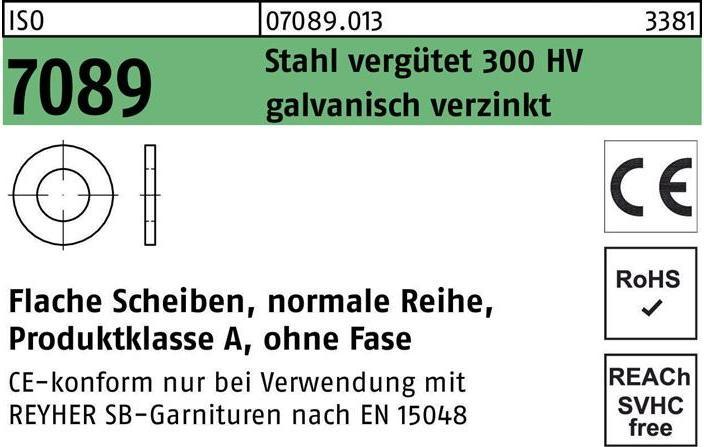 Produktbild Bufab Unterlegscheibe ISO 7089 o.Fase 12 Stahl 300 HV galvanisch verzinkt