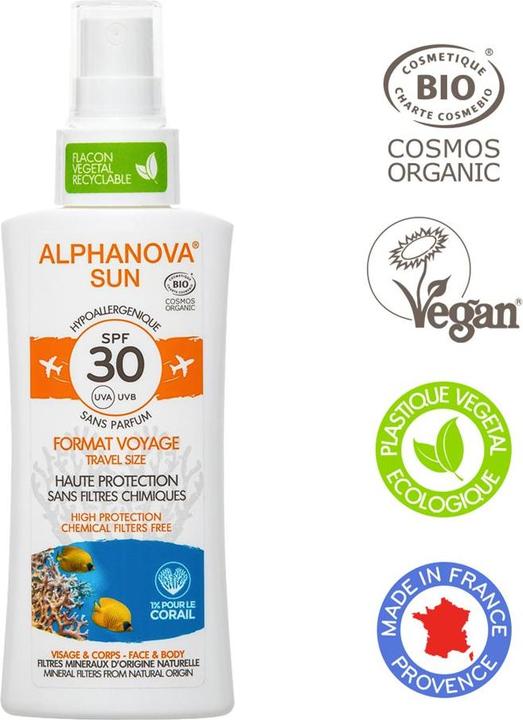 Produktbild Alphanova SUN Spray Reise SPF30 hypoallergen liq (Sonnenspray, SPF 30, 90 g)