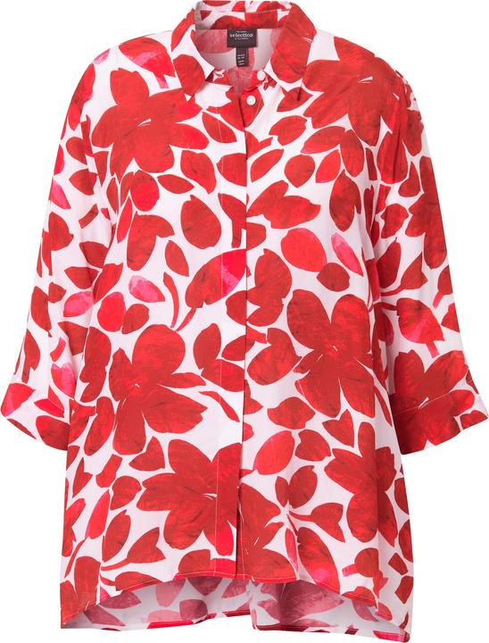 Actual product image Ulla Popken Petal Print Pointed Hem Button Down Blouse (46, 48)