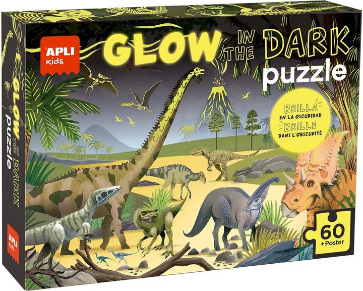 Apli KIDS Puzzle dinosauri che si illuminano al buio (60 pezzi)
