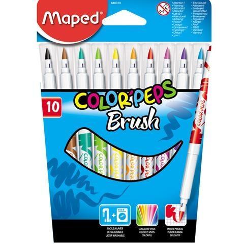 Produktbild Maped ColorPeps Brush (Orange, Rot, Grün, Weiss, Schwarz, Braun, Dunkelblau, Gelb, Rosa, Lila, Hellblau, Hellgrün, 10 x)