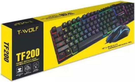 Actual product image T-Wolf TF200 PC Gaming Keyboard Mechanical Buttons + Gaming Mouse Set with LED Black (Cable)