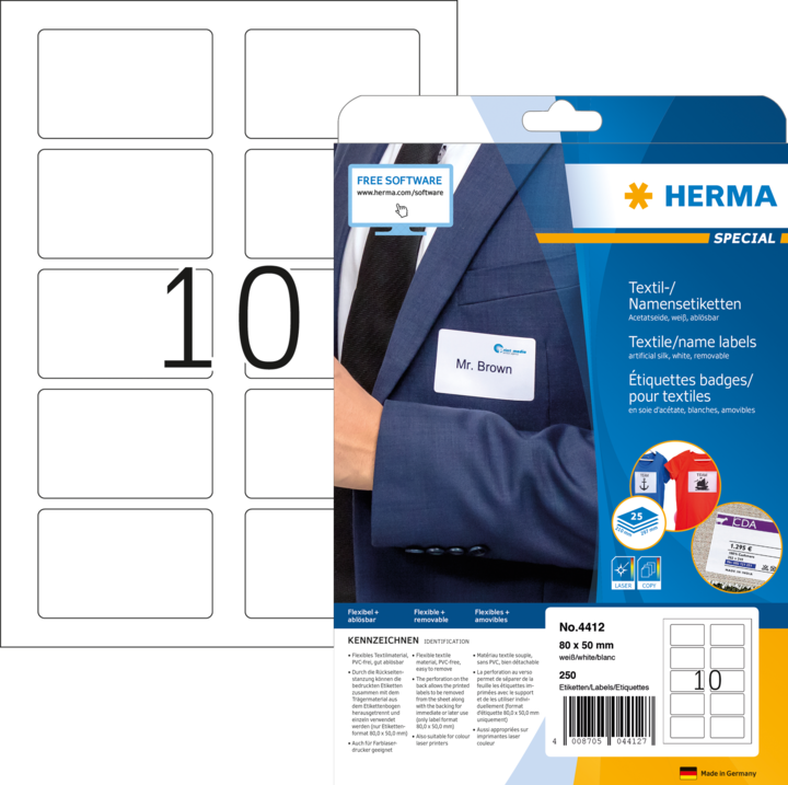 Produktbild Herma Namensetiketten A4 ablösbar