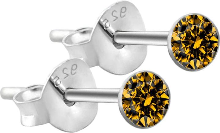 Produktbild Star Piercing Ohrstecker rund aus 925 Sterlingsliber mit Kristall topaz (ohne Messing, 925 Sterlingsilber)