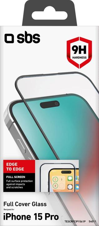 Produktbild SBS Glas SP Full Cover iPhone 15 Pro (1 Stk., Apple iPhone 15 Pro)