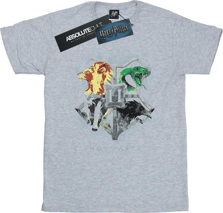 Actual product image Girls Hogwarts Painted Crest Cotton T-Shirt (140, 146)