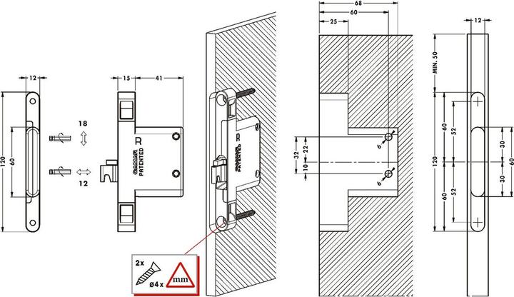Produktbild Camar Wangenhängebeschlag 821/12, rechts, Stahl verzinkt/Zamak (1 Stk.)