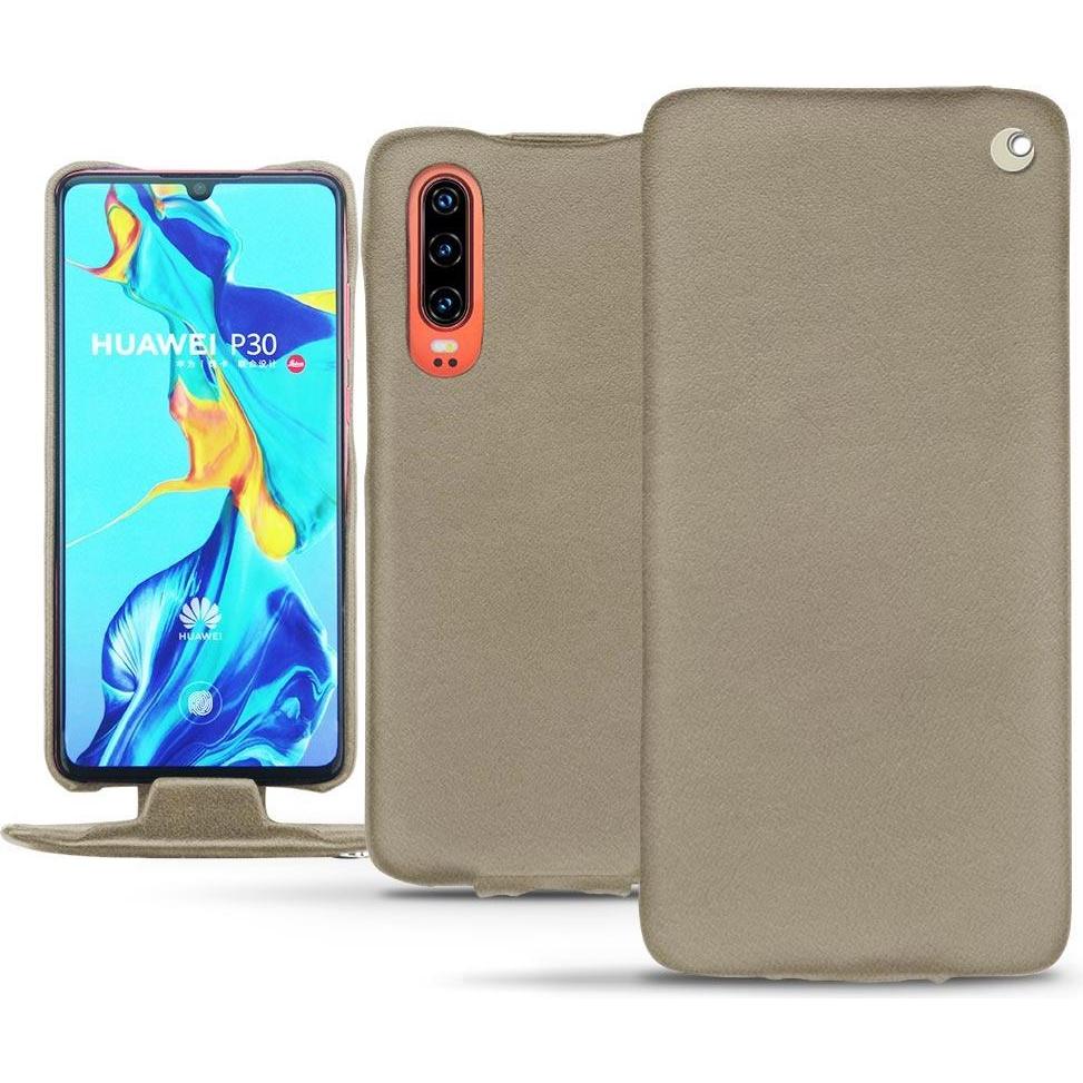 Noreve Lederschutzhülle vertikal (Huawei P30), Smartphone Hülle, Beige