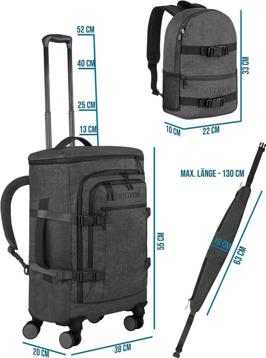 Produktbild Normani Reisetrolley mit kleinem 5L Rucksack und Hüftgurt - 9886 (44 l)