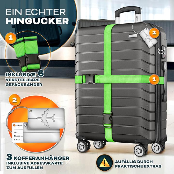 Actual product image Tillvex 3-teiliges Hartschalenkoffer-Set mit TSA Schloss, Kofferwaage, Kofferanhänger & Koffergurten