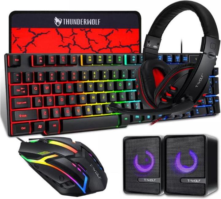 Actual product image DUPLIKAT T-Wolf TF850 5in1 Game Kit - RGB LED and Mouse + Pad + Headphones + Black Speakers