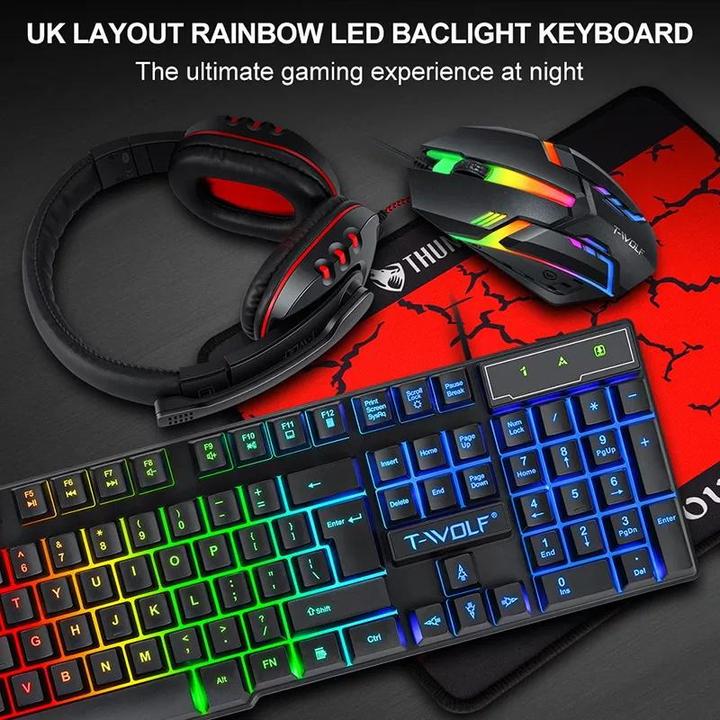 Actual product image DUPLIKAT T-Wolf TF850 5in1 Game Kit - RGB LED and Mouse + Pad + Headphones + Black Speakers