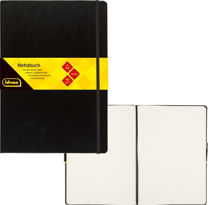 Produktbild Idena Notizbuch A4 blanko schwarz FSC-Mix (A4, Blanko, Harter Einband)