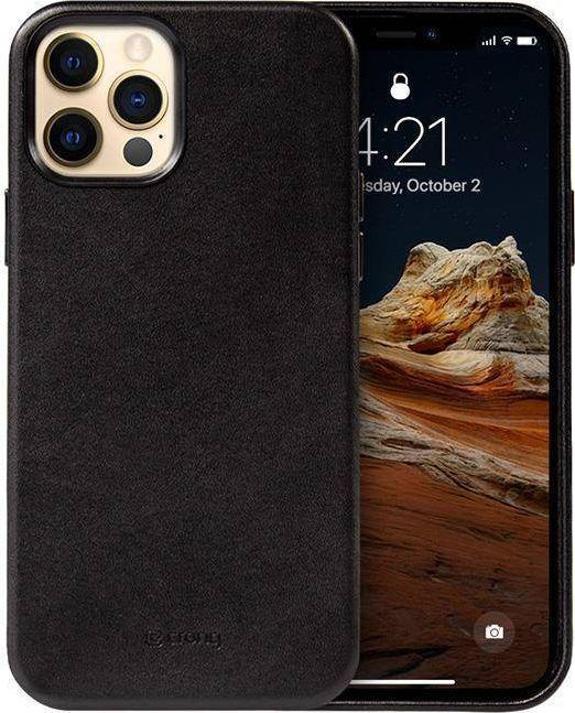 Actual product image Crong Essential Cover Magnetic - Leather Case for iPhone 12 Pro Max MagSafe (Black) (Apple iPhone 12 Pro Max)