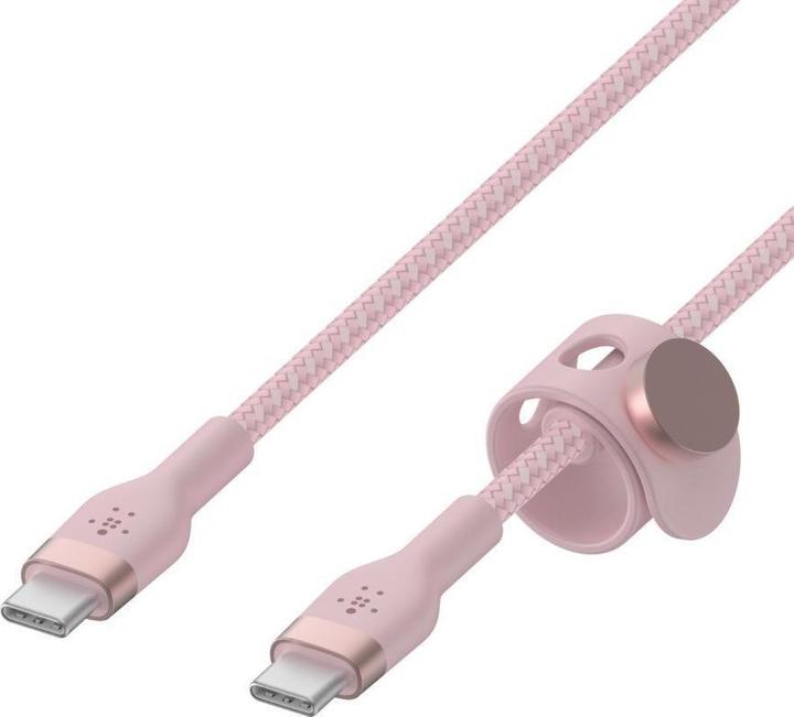 Actual product image Belkin Cable USB-C to USB-C 2.0 braided silicone 1M pink (1 m, USB 2.0)