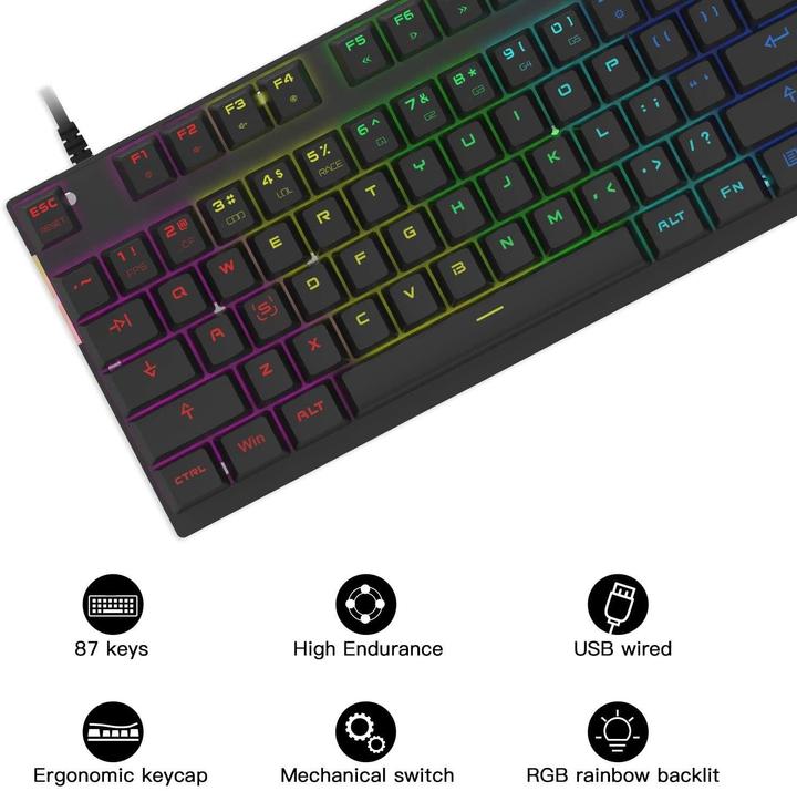 Produktbild Motospeed CK82 TKL mechanical keyboard with RGB (US, Red switch) (US, Kabelgebunden)