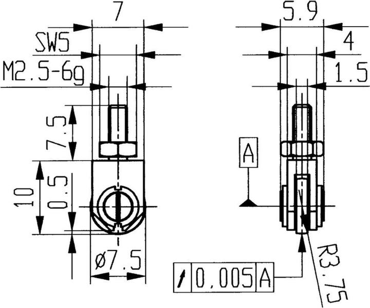 Actual product image Käfer Measuring insert 573/28 E diameter 1.5 mm castor M2.5 steel suitable for dial gauges
