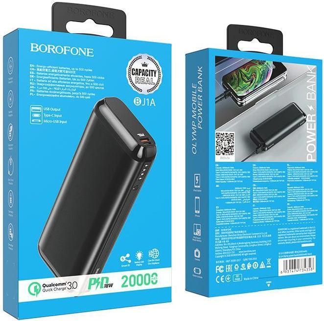 Actual product image Borofone External battery Power Bank BJ7 with wireless charging 10000mAh black