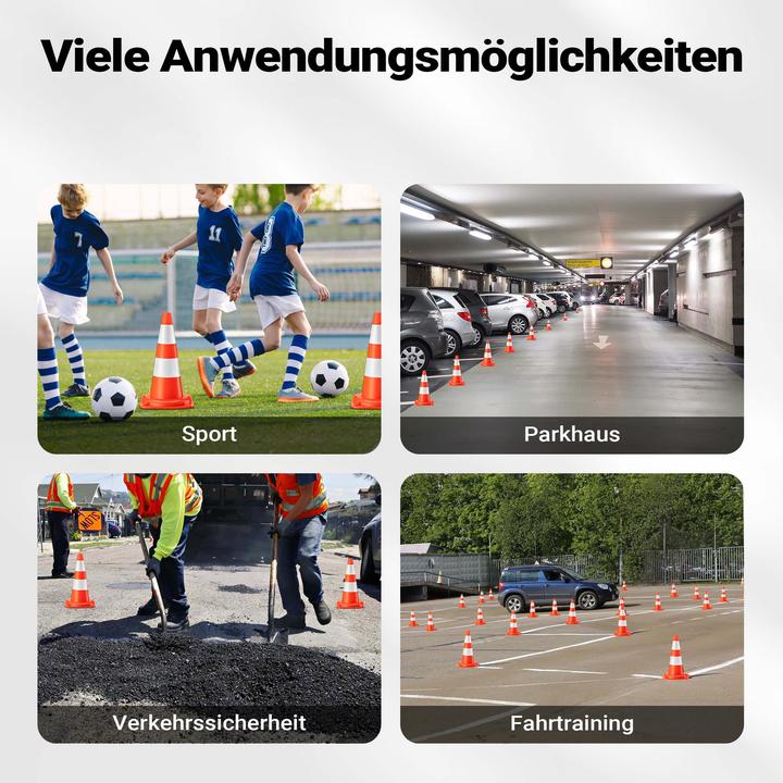 Actual product image Wiltec Verkehrskegel 50cm 8St. Leitkegel Strassen Pylon Warnhütchen Warnkegel PVC