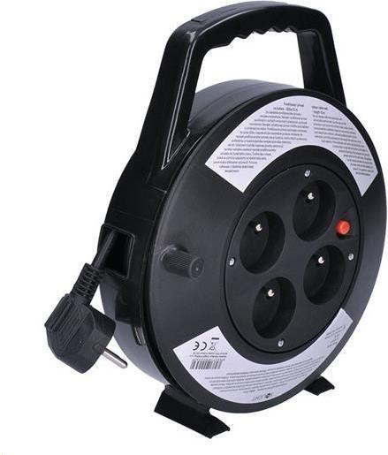 Produktbild Olight Solight predlžovací prívod na bubne, 4 zásuvky, 10m, čierny kábel, 3x 1.0mm2 (10 m, 1 mm²)