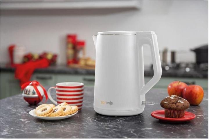 Produktbild Gorenje K15DWW Electric, 2200 W, 1.5 L, Plastic + metal, 360° rotational base, Baltas (1.50 l)