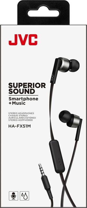 Image du produit JVC HA-FX51M-B Écouteurs intra-auriculaires avec télécommande (Filaire)