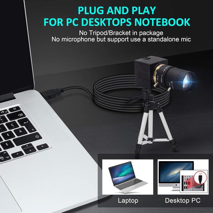 Actual product image ELP 4K UHD Webcam mit manuellem Zoomobjektiv (5-50mm)