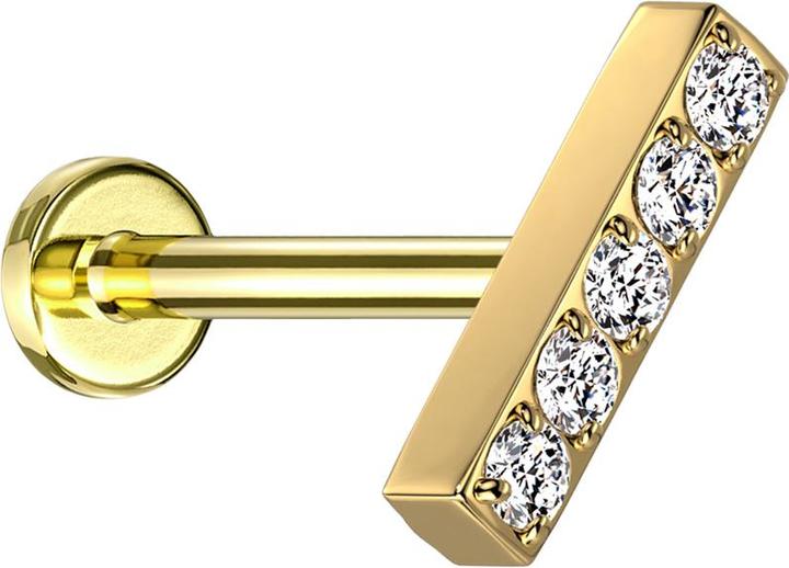 Immagine prodotto Star Piercing Micro Labret senza fili Placcato oro Bars Crystals Argento (senza ottone, Titanio G23)