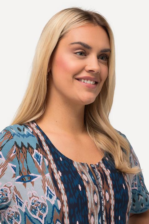 Actual product image Ulla Popken Ikat-Inspired Short Sleeve Dress (50, 52)