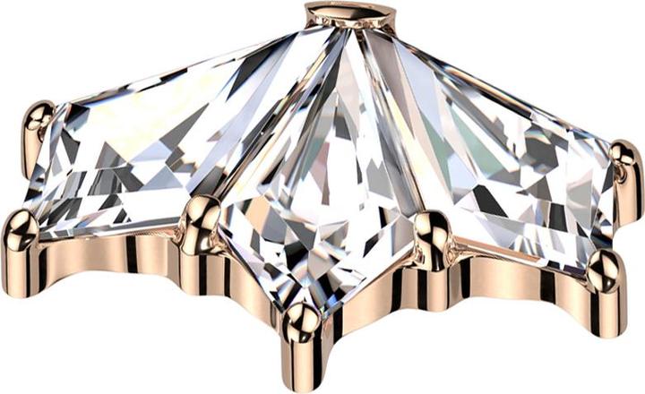 Produktbild Star Piercing Dermal Anchor Fächer rosegold drei Diamant Kristalle silber (Titan, ohne Messing)