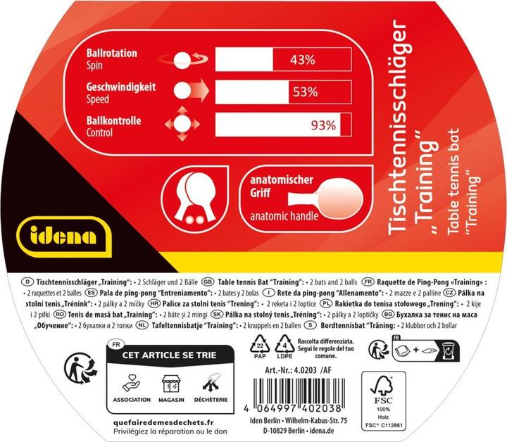 Produktbild Idena Tischtennis-Set Training 5teilig