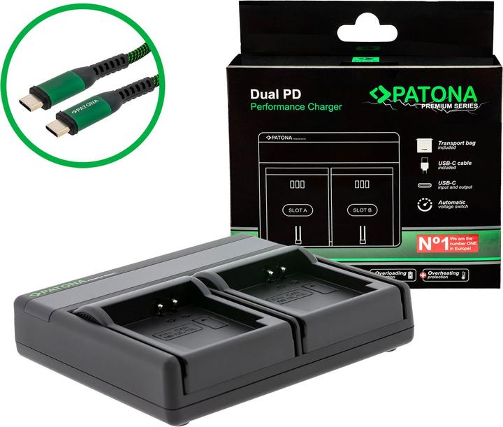 Patona Batteries Replacement Dual Charger USB USB-C (Camera battery charger)