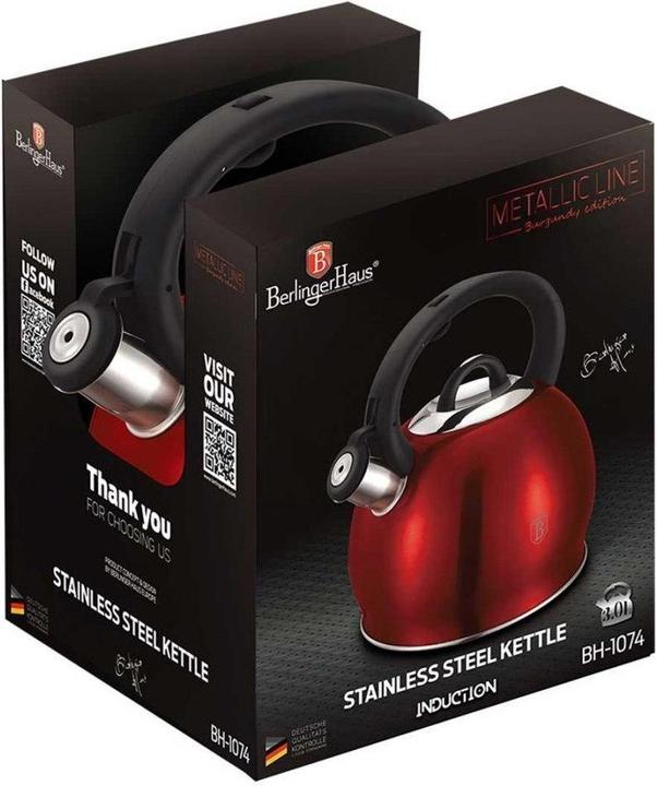 Actual product image BerlingerHaus Kettle With Whistle 3l Berlinger House Burgundy Metallic