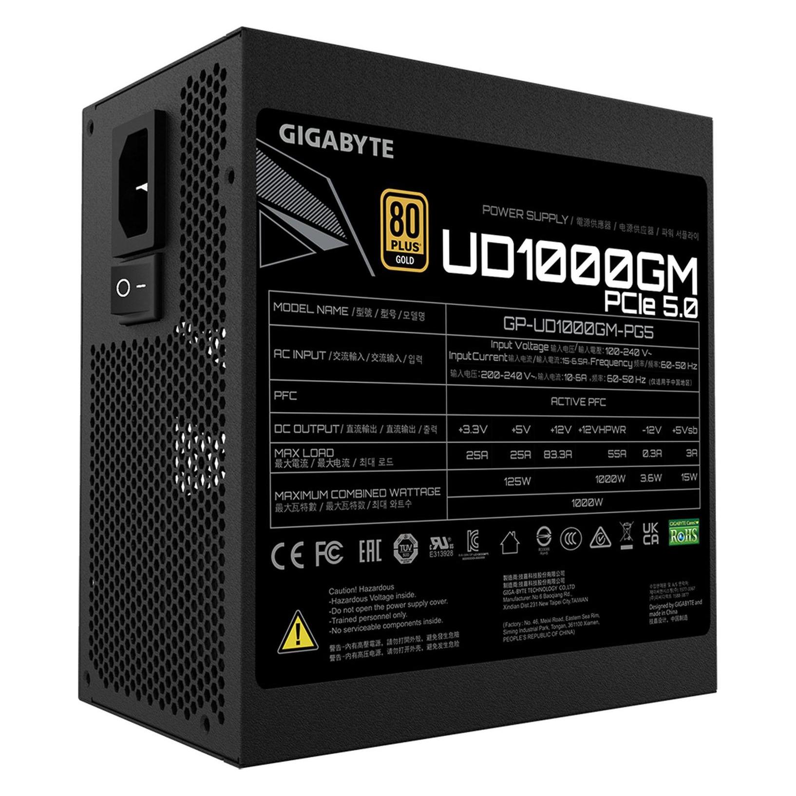 Gigabyte GP-UD1000GM PG5 2.0 (1000 W), PC Netzteil, Schwarz