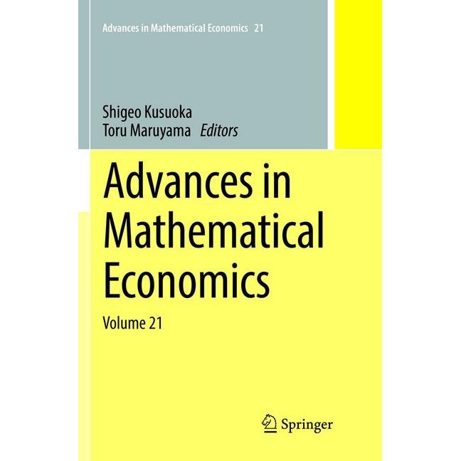 Advances in Mathematical Economics, Fachbücher von Shigeo Kusuoka, Toru Maruyama
