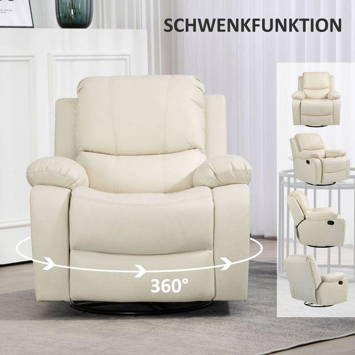 Image du produit Swisshandel24 Fauteuil TV Fonction chaise longue, repose-pieds, pivotant Système de ressorts ensachés, crème