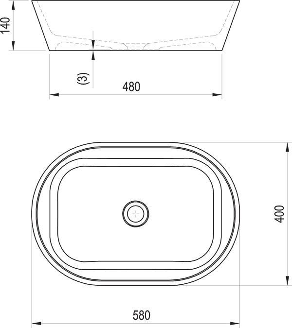 Actual product image Ravak Rain washbasin Solo, 580x400 white (400 mm, 580 mm)