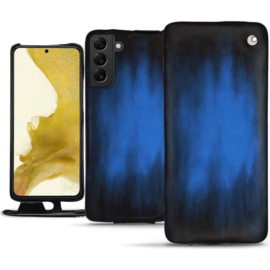 Noreve Lederschutzhülle vertikal (Samsung Galaxy S22), Smartphone Hülle, Blau