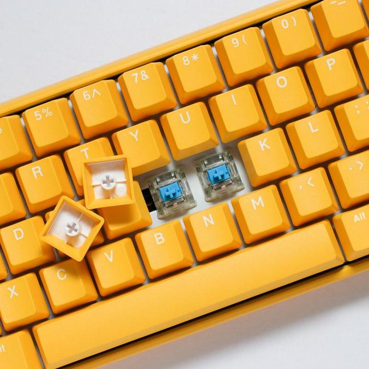 Actual product image Ducky One 3 yellow mini gaming keyboard, RGB LED - MX blue (DE, Cable)
