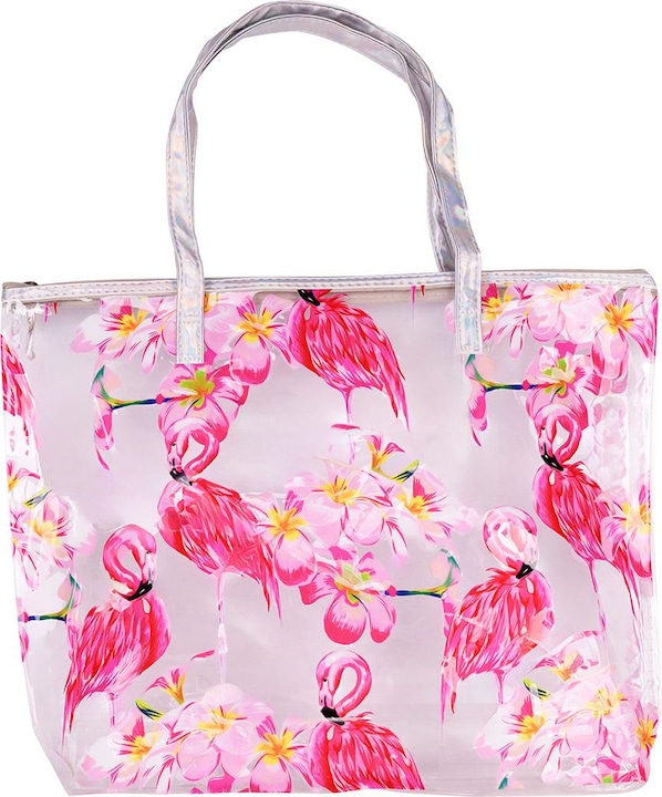 Image du produit Accentra Strandtasche / Shopper transparent mit tropischem Print
