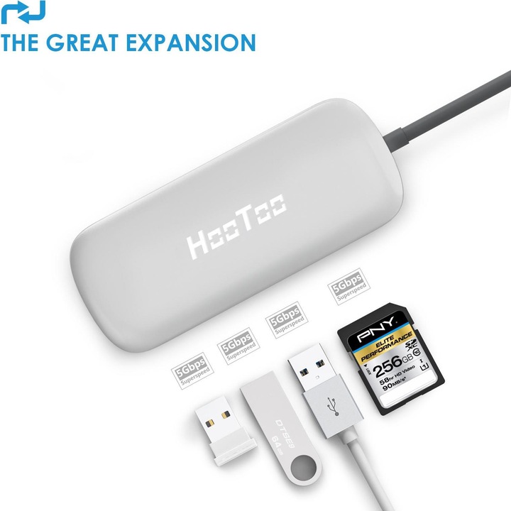 Produktbild HooToo HT-UC003, USB-C hub, silver