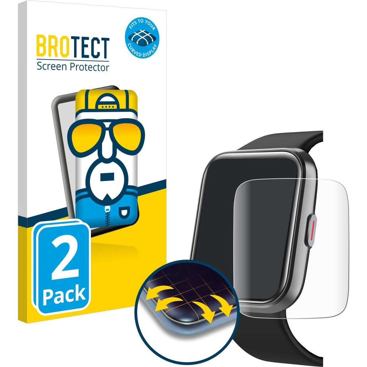 BROTECT Full-Screen Displayschutz, Smartwatch Schutzfolie, Transparent