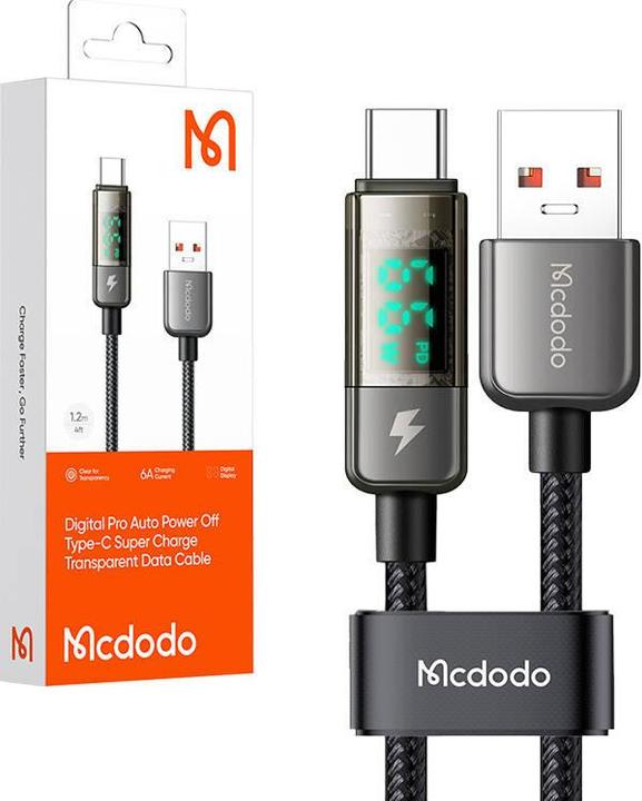 Actual product image Mcdodo CA-3630 USB-A to USB-C cable, auto power off, PD 100W, 1.2m (black) (1.20 m, 100 W)