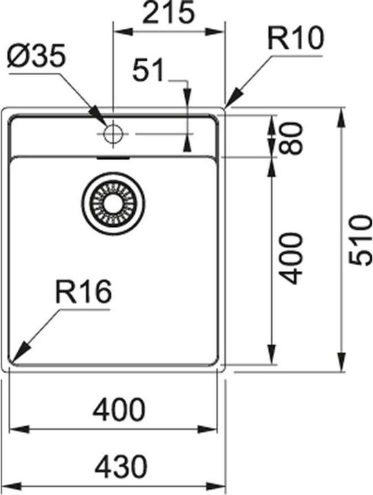 Actual product image Franke Stainless steel sink Maris, MRX 210-40 TL (Fitted sink, 80 cm, 43 cm)