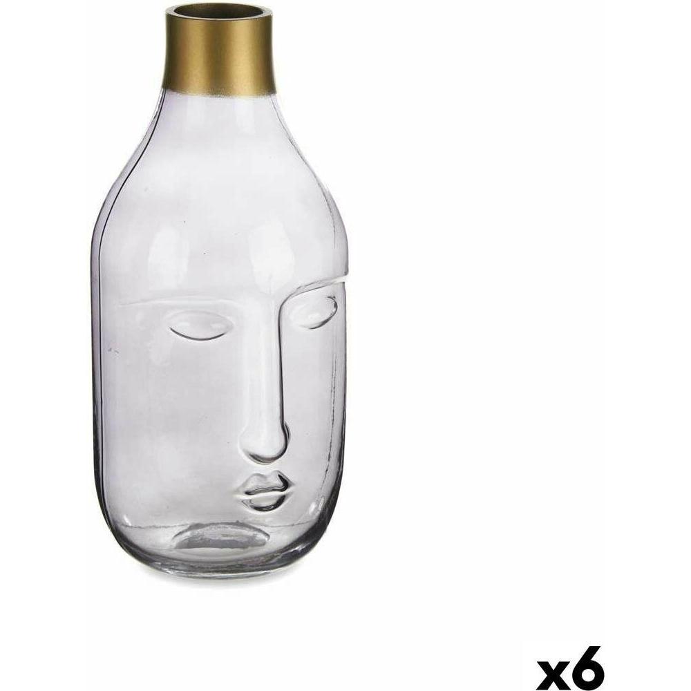Gift, Vaso, Vase Face Grey Glass 11 X 24,5 X 12 Cm (6 Units)