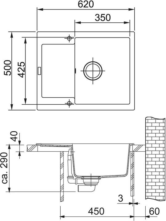 Produktbild Franke Stone mass sink Maris, MRG 611-62, Cashmere (62 cm)