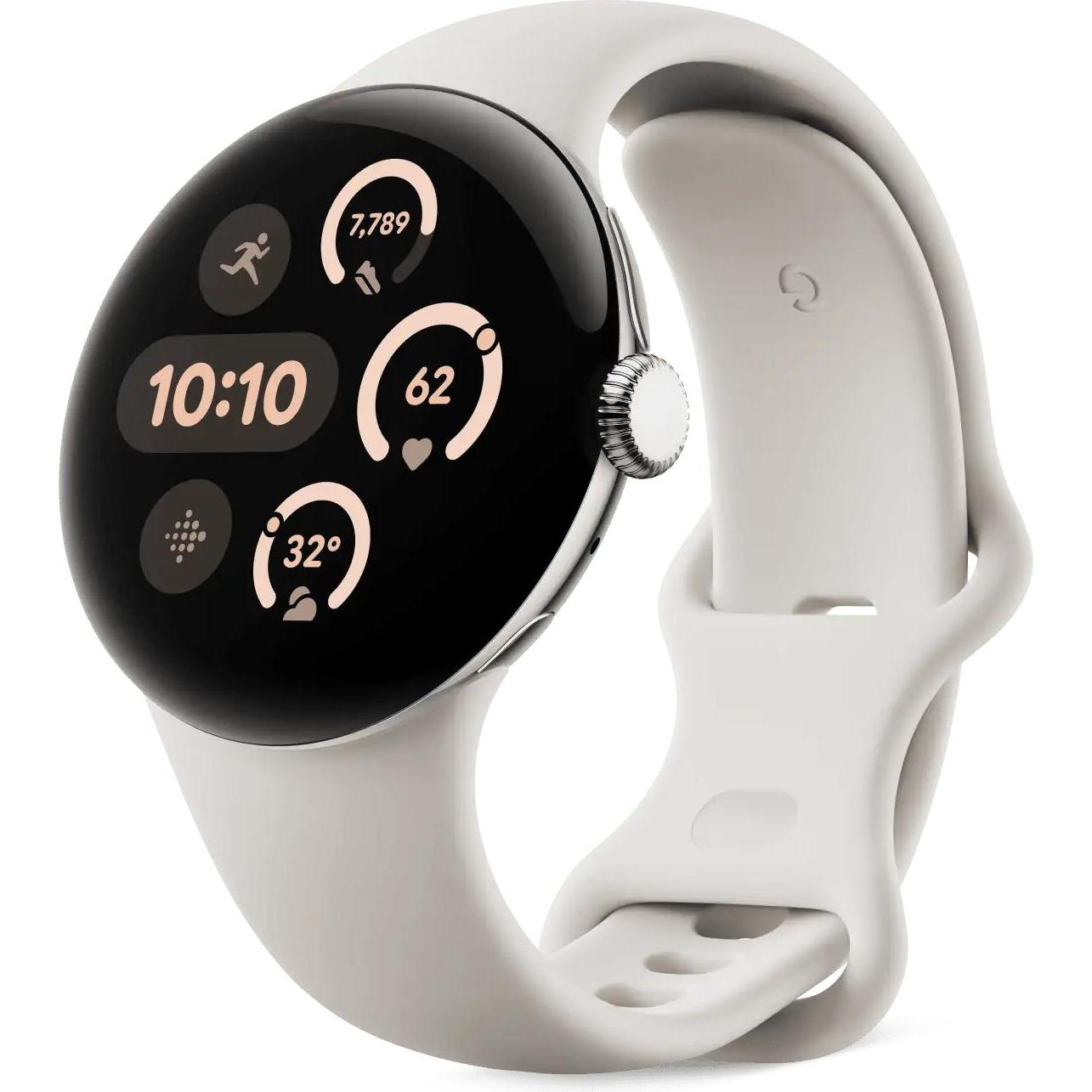 Google Pixel Watch 3 (45mm), Active Band, Porce (Fluoroelastomer), Uhrenarmband, Beige