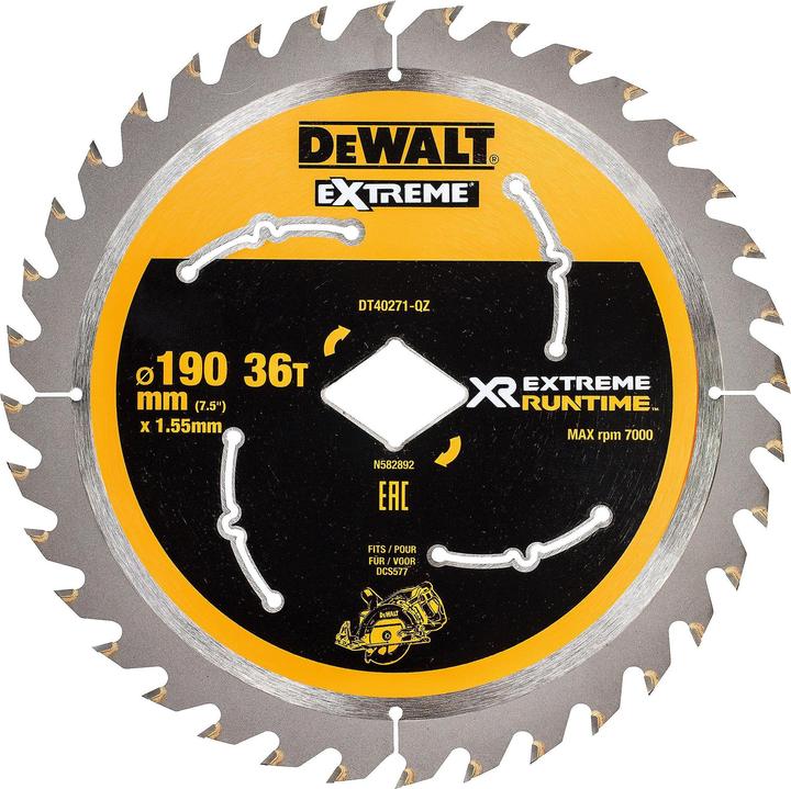 Productafbeelding DeWalt Diskinis pjūklas 190 x 36 DCS577 (DT40271-QZ) dantys
