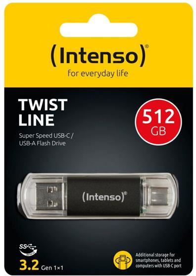 Actual product image Intenso Twist Line 512GB USB stick 3.2 USB-C & USB-A (512 GB, USB-A, USB-C)